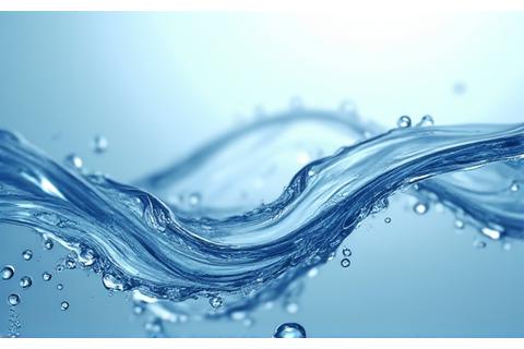 En minimalistisk fremstilling av vanndråper og stiliserte tekstilfibre som symboliserer reduksjon i vannforbruk i moteindustrien.