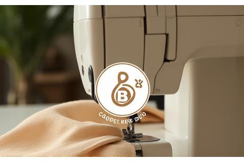 En stylisert B-Corp sertifiseringslogo ved siden av et minimalistisk bilde av en symaskin som syr på et bærekraftig stoff.