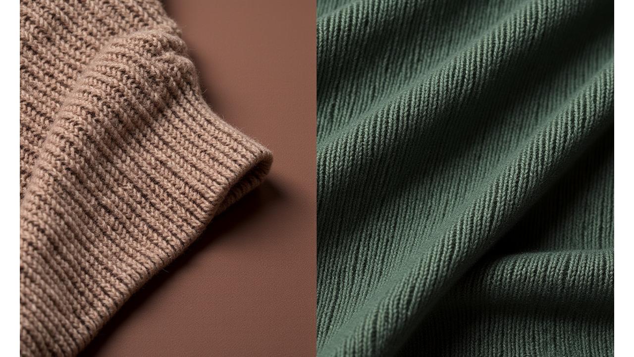 Detaljbilder av tradisjonelle norske tekstilmønstre (som Mariusgenser-mønster) side om side med et moderne, minimalistisk design fra Fjordgard Atelier.