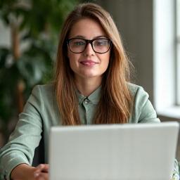 Portrett av Sara Lund, merkevarestrateg i Fjordgard Atelier, med en digital markedsføringsplan.