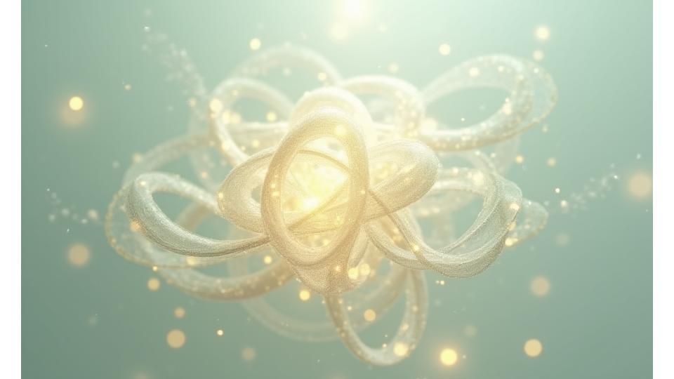 En abstrakt representasjon av datasikkerhetslåser og etiske verdier, sammenvevd som et kunstverk, som symboliserer Fjordgard Ateliers engasjement for personvern.