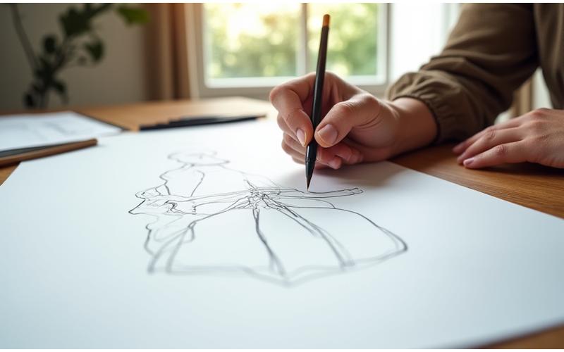 Illustrasjon av en hånd som tegner et design, symboliserer kreative rettigheter og eierskap